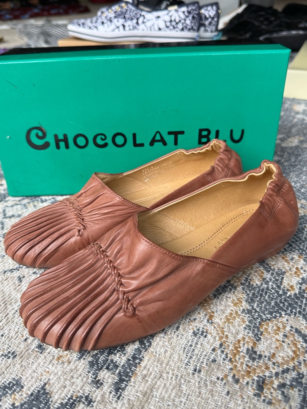 • Chocolate Blu • “Vic” Sz 6.5 Brown Leather slip on shoes